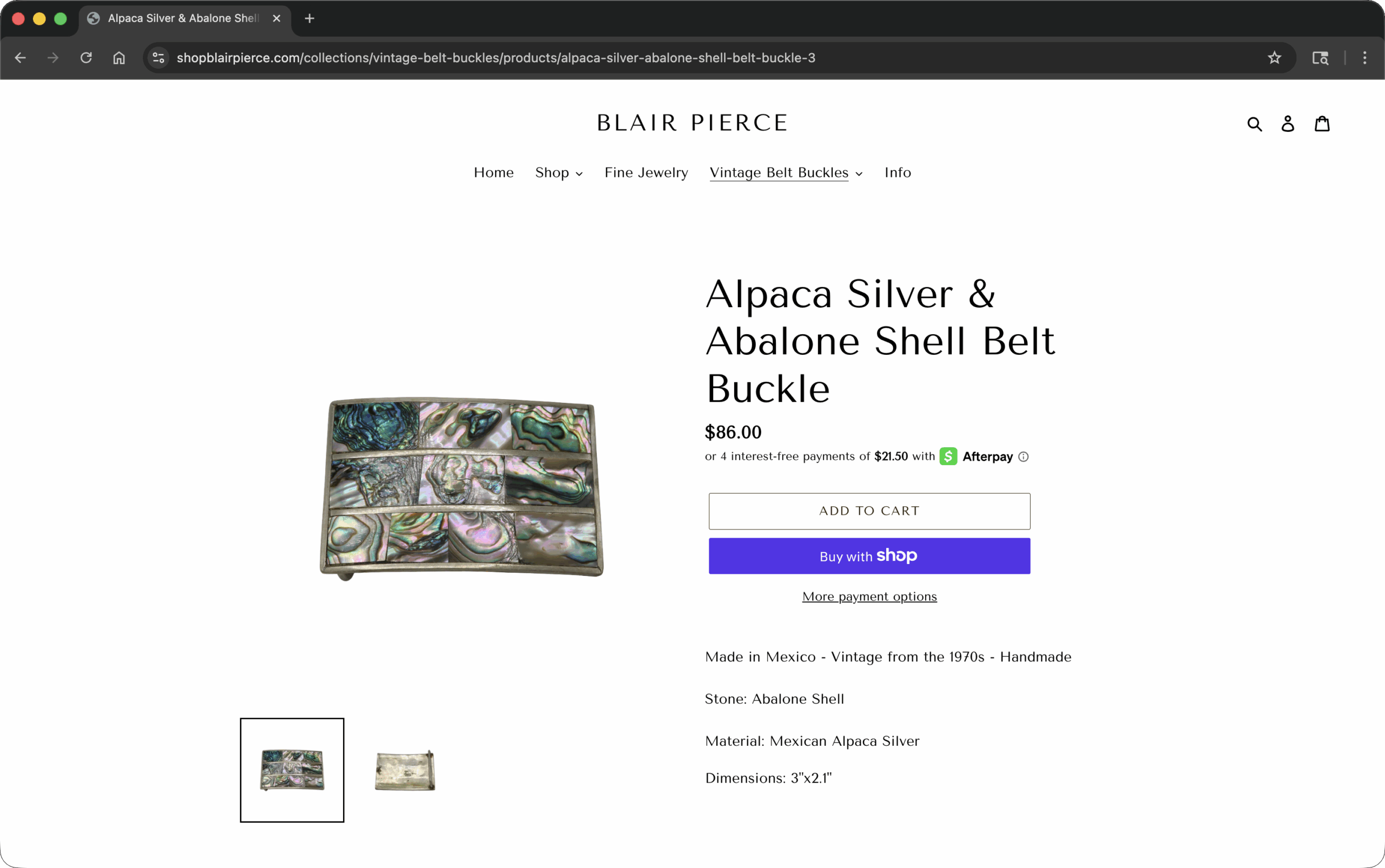 Shopblairpierce Website Screen Belt Buckle