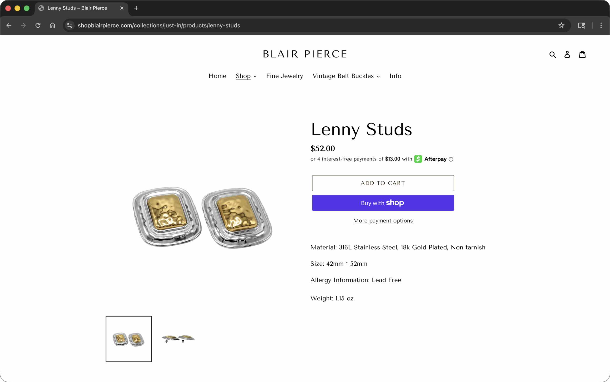Shopblairpierce Website Screen Lenny Studs
